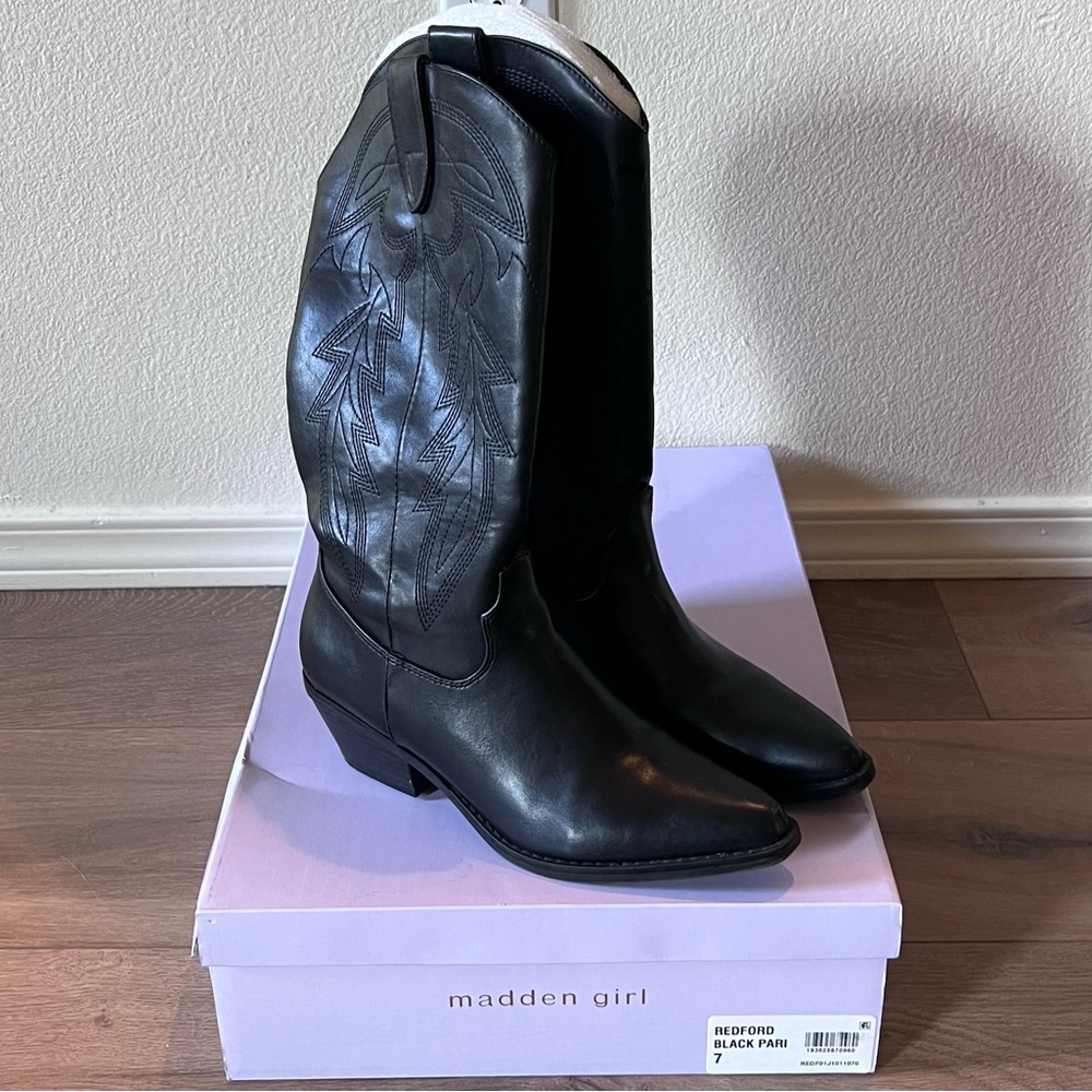Madden Girl Black Western Boots